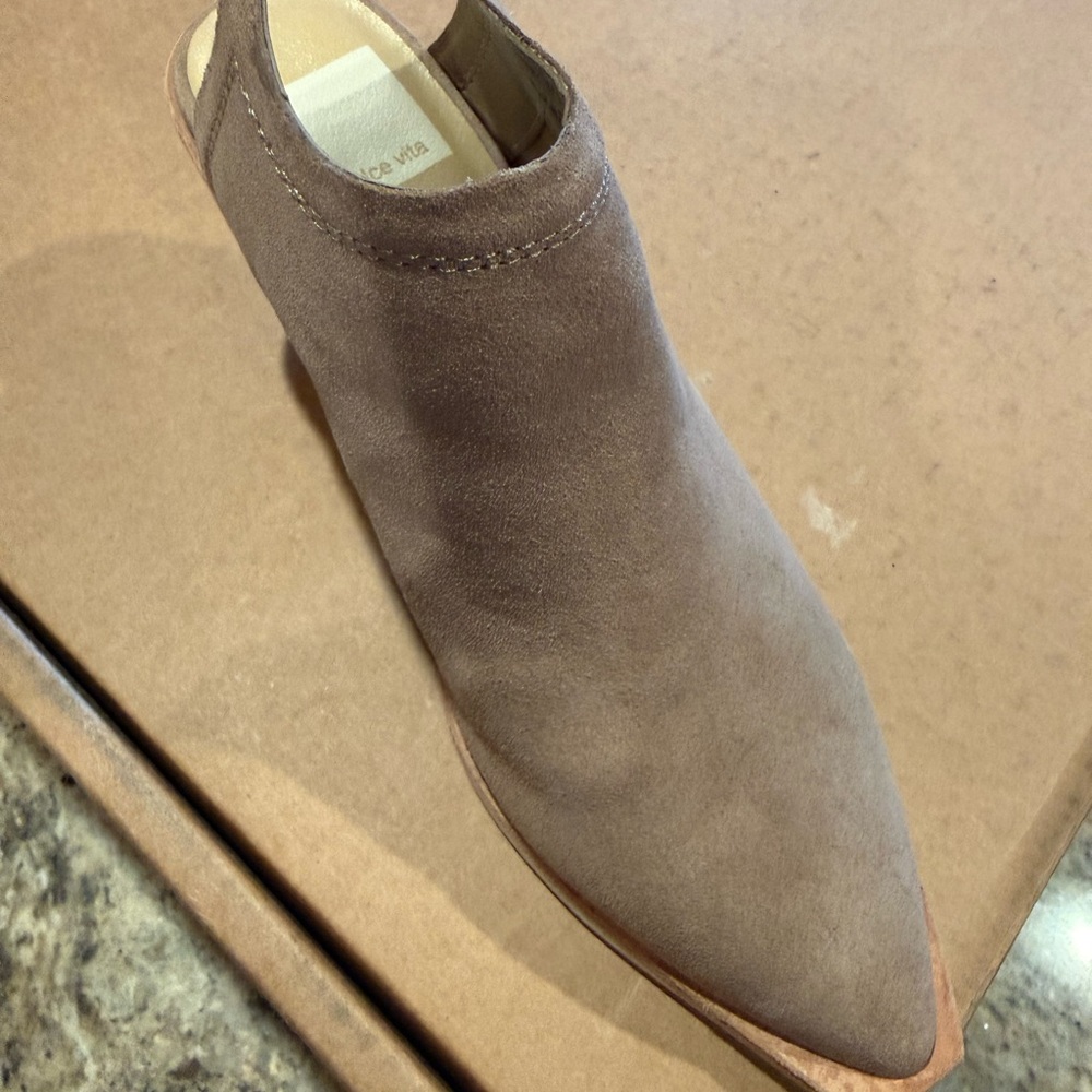 Dolce Vita Taupe Suede Mule Heel - Picture 2 of 7